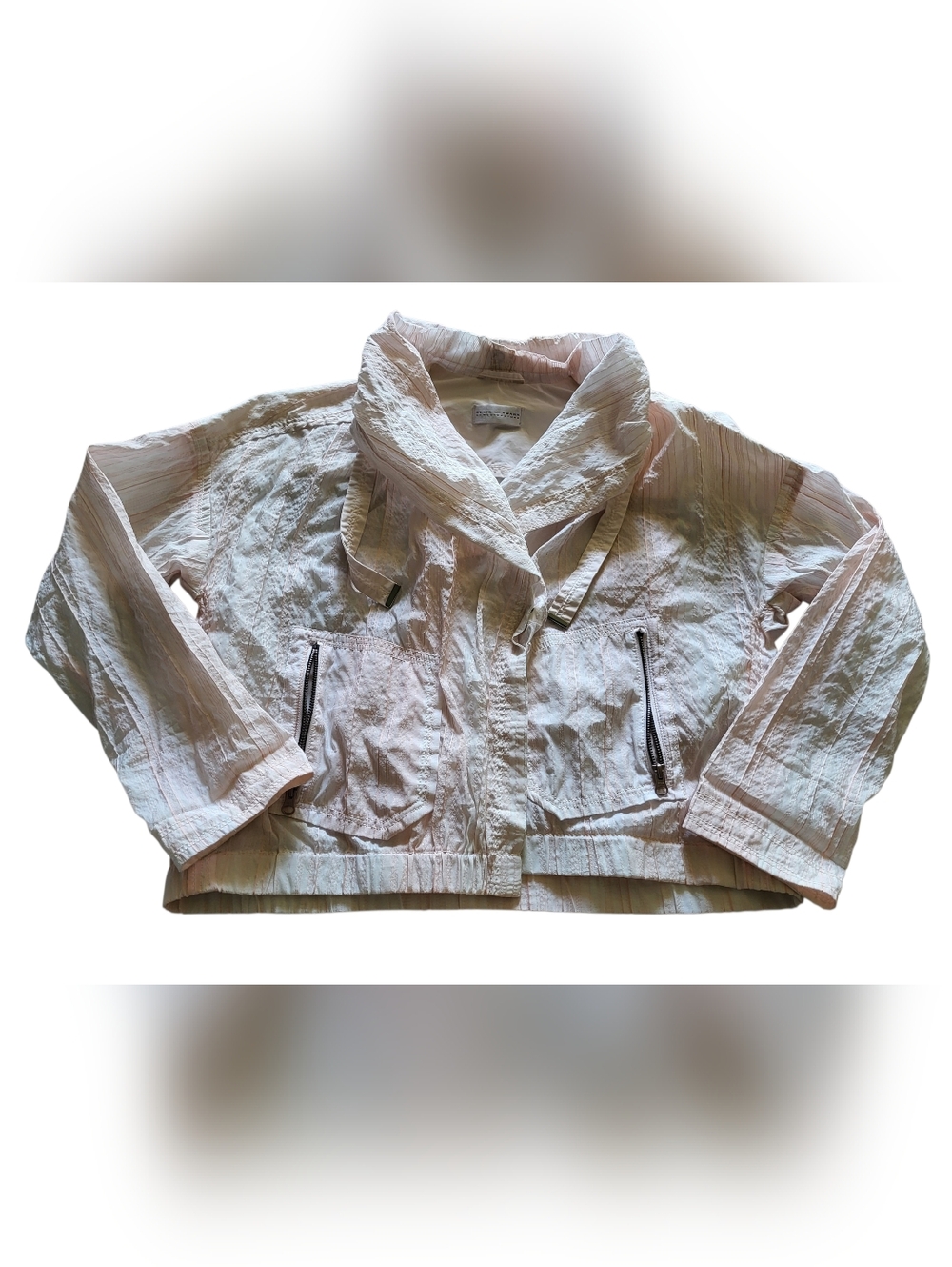 Beate Heymann Street Couture Jacket Polyester Silk Sz. S Pink Stripe Lightweigh